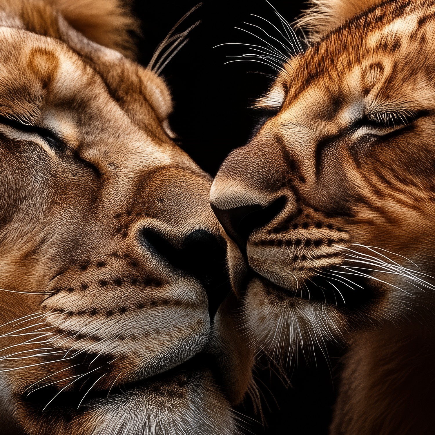 Liefdevolle leeuwenmoeder en welp behang - Afbeelding 5