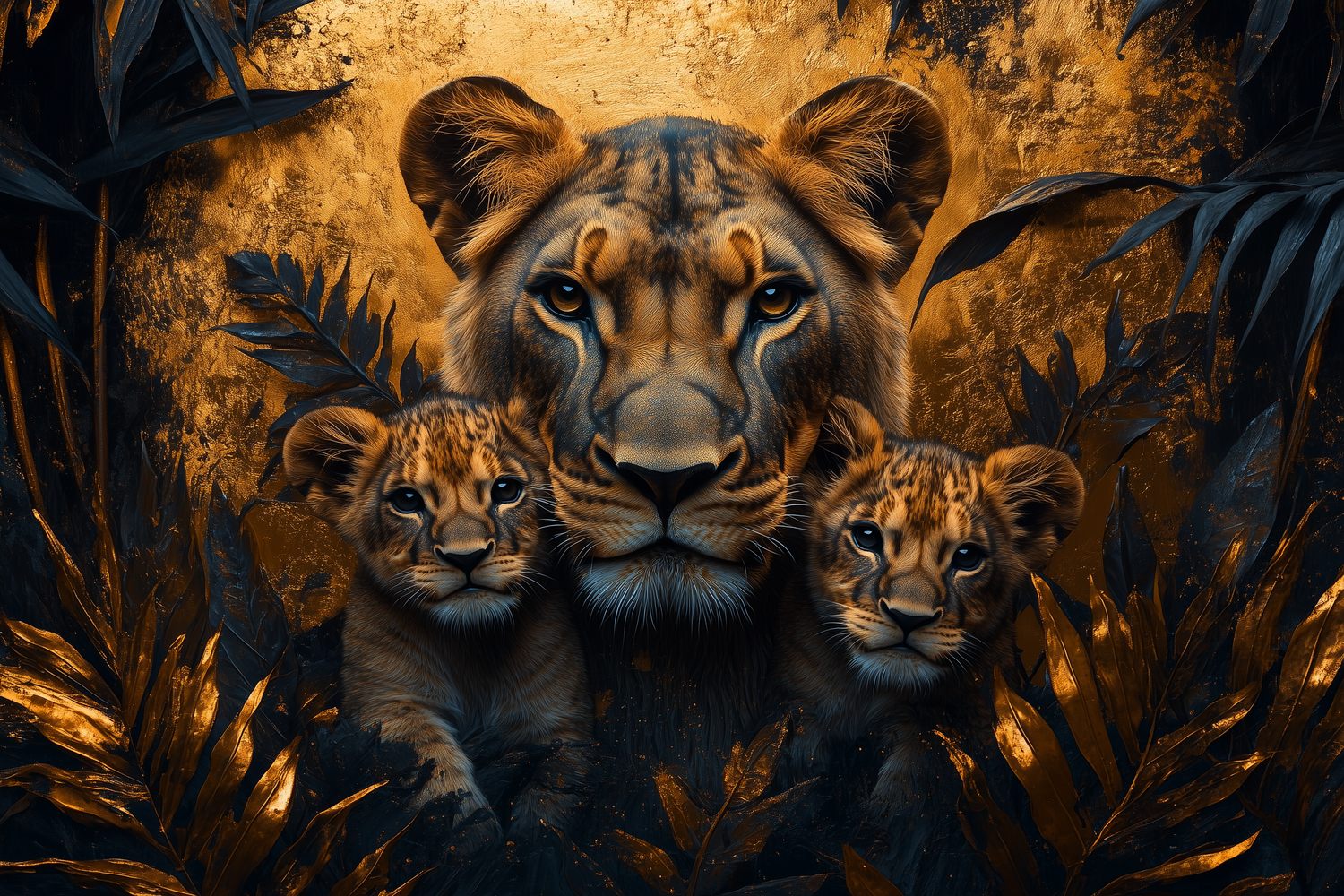 Lionin met welpjes behang
