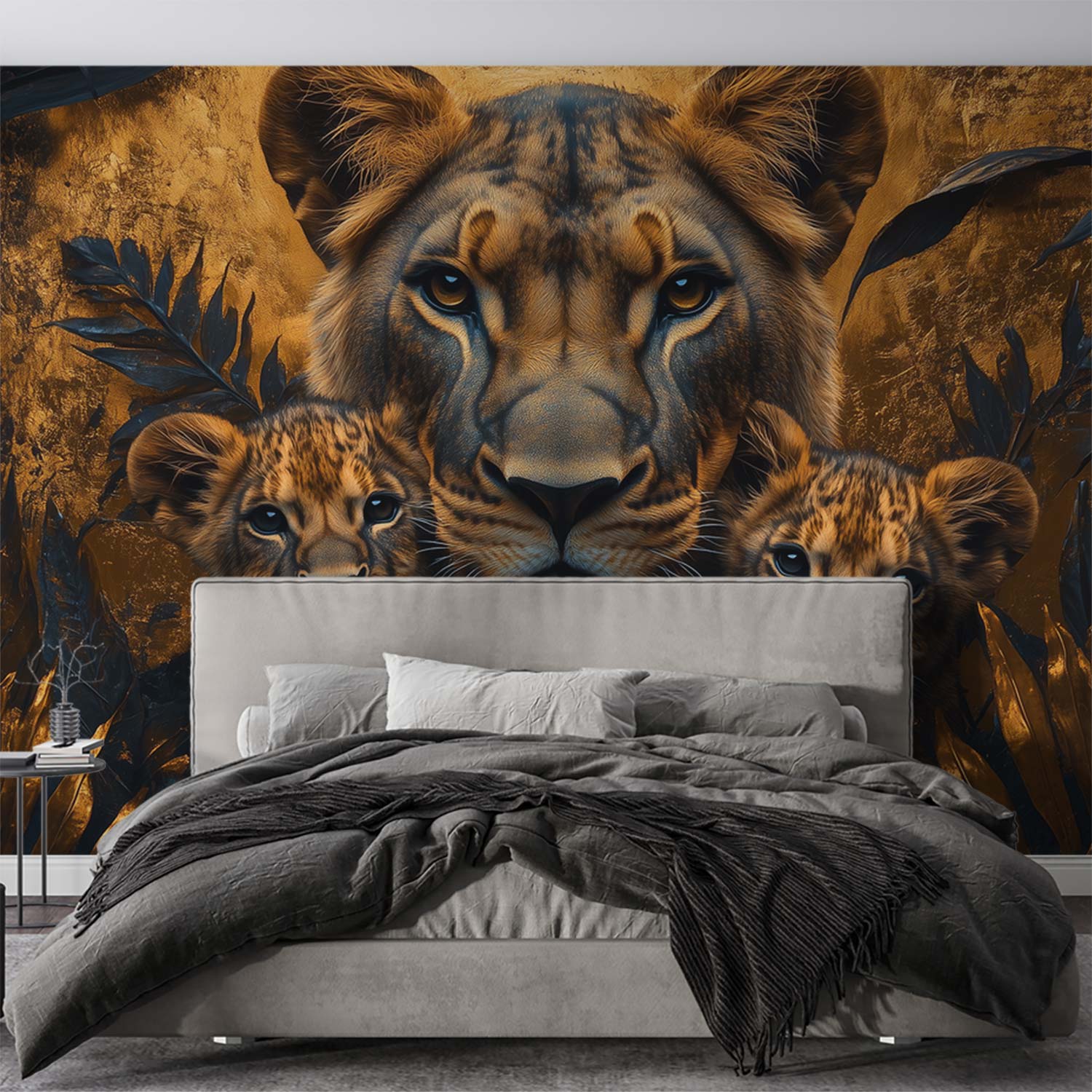 Lionin met welpjes behang - Afbeelding 3
