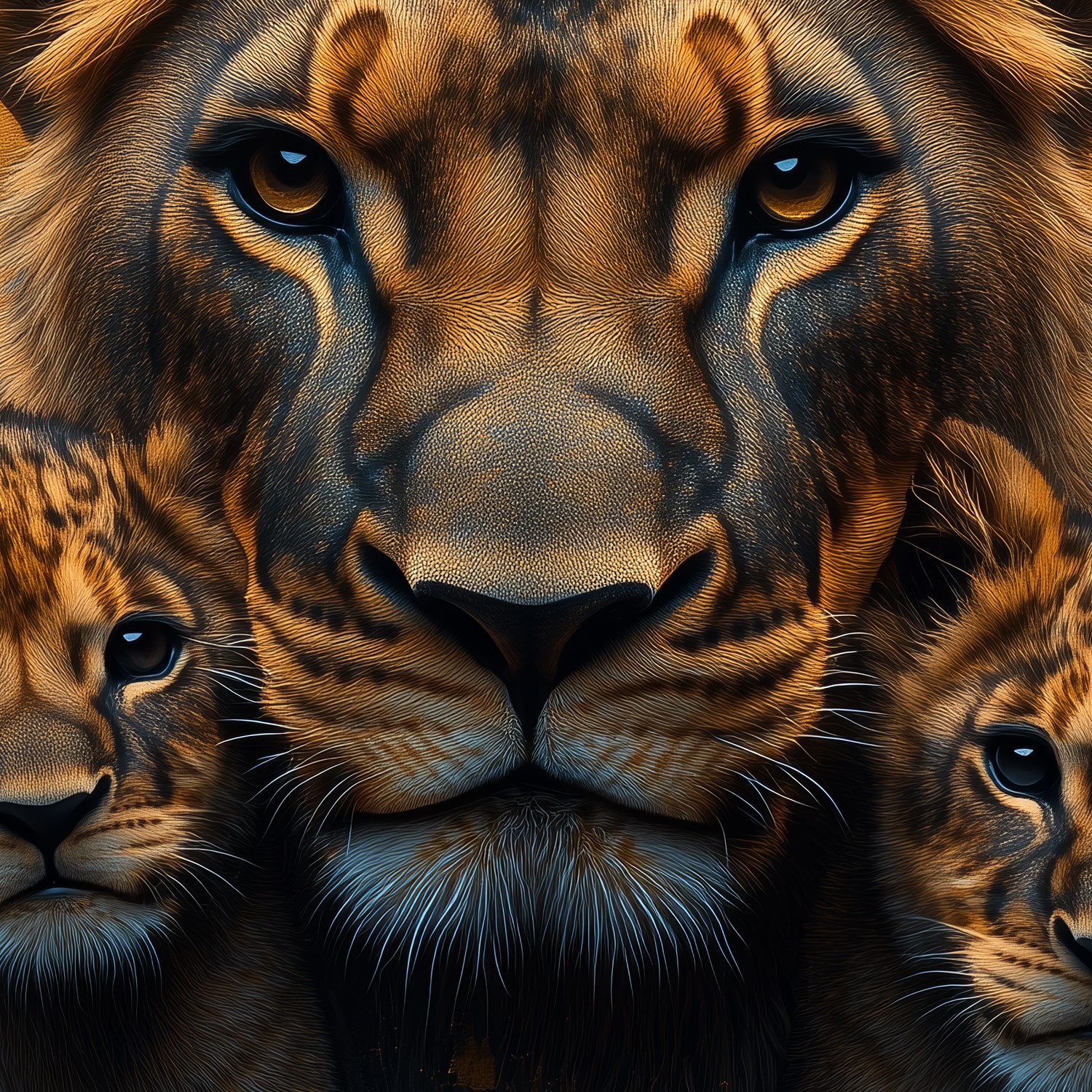 Lionin met welpjes behang - Afbeelding 5