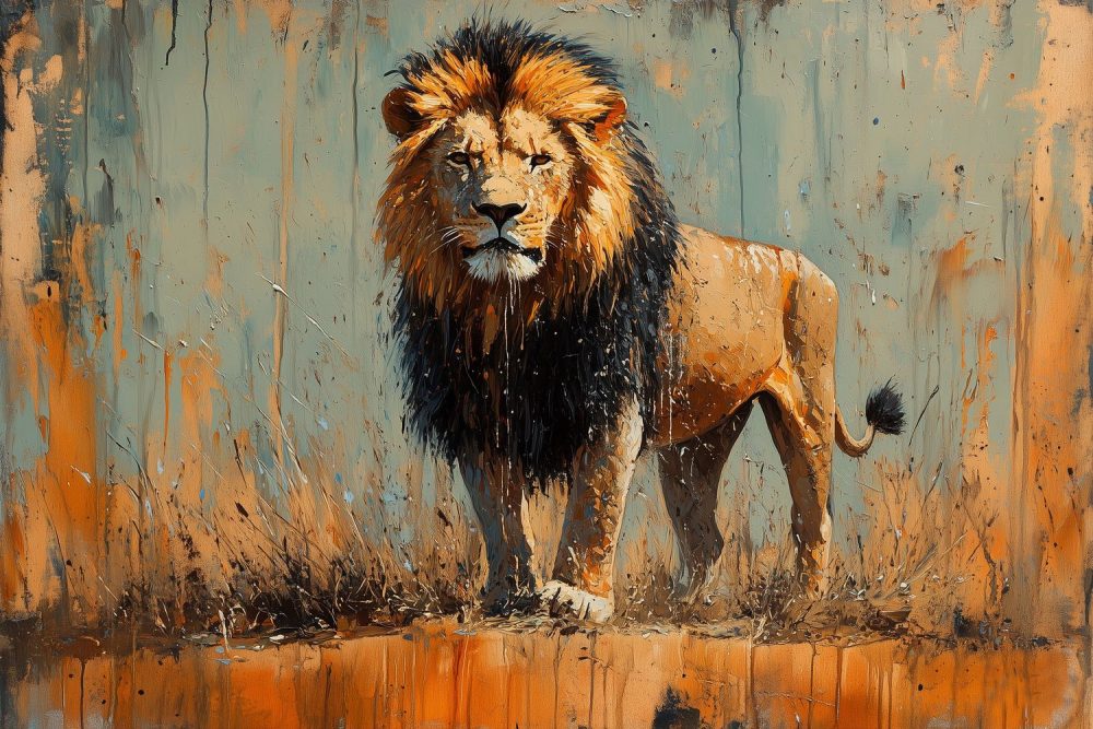 Majestueuze leeuw in veld behang