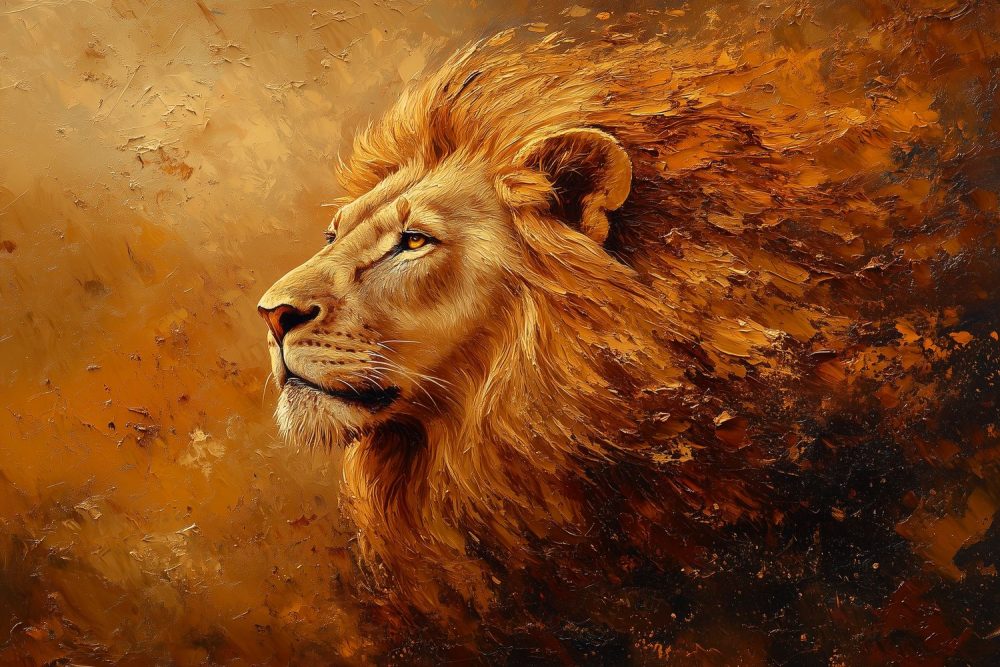 Majestueuze oranje leeuw behang