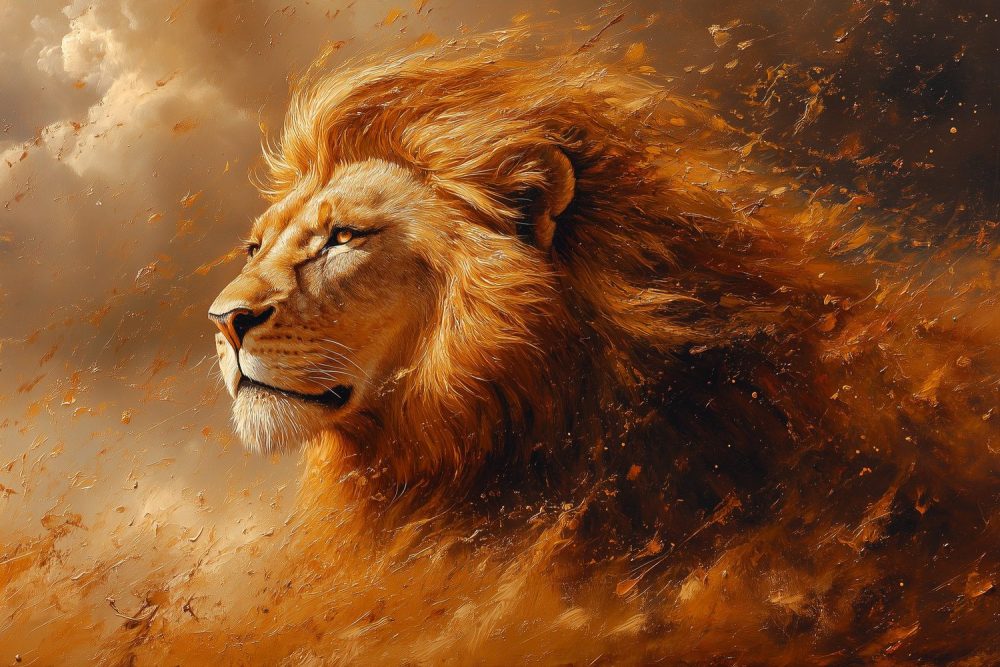 Majestueuze Leeuw in Beweging behang