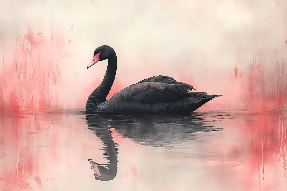 Zwarte Zwaan Roze Spiegel behang