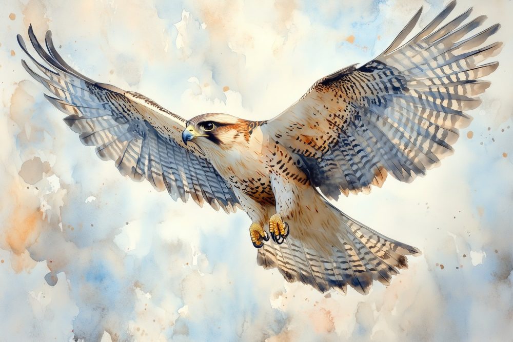 Majestueuze watercolor havikvlucht behang