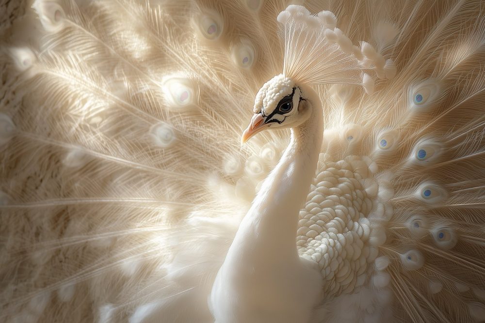 Witte Pauwenpracht behang