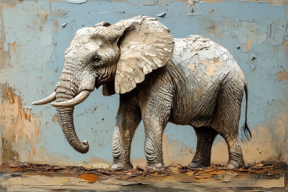 Verdrietige Olifant Schilderij behang