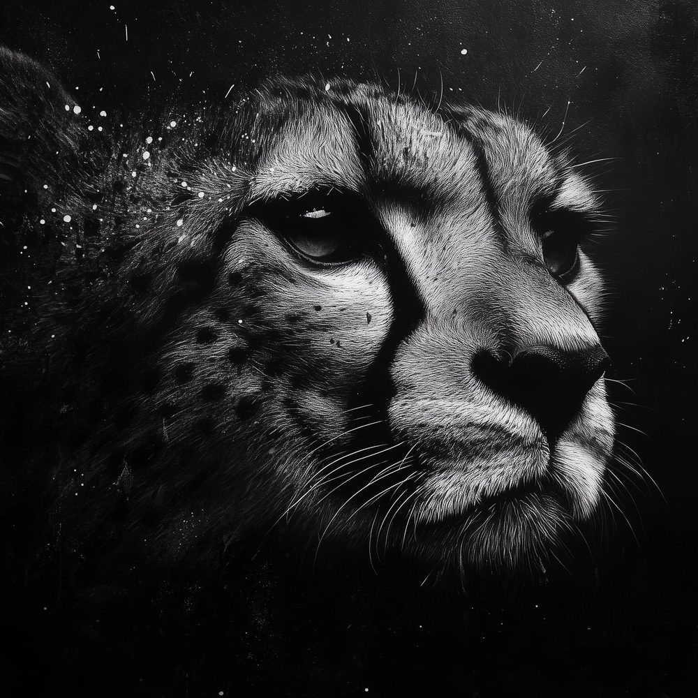 Intens Zwart-Wit Jachtluipaardportret behang