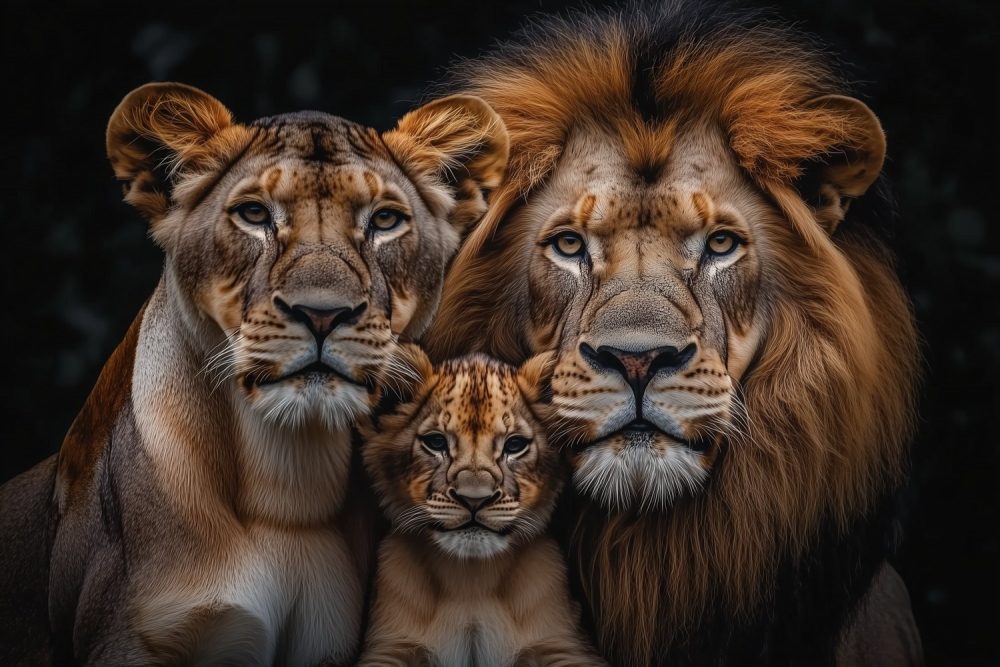 Majestueuze leeuwenfamilie behang