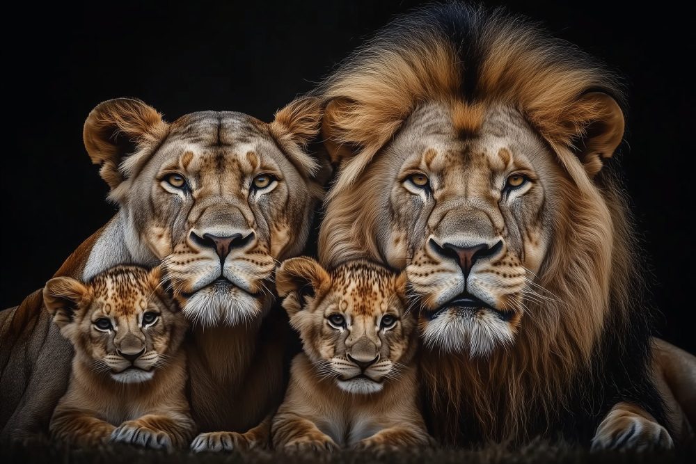 Majestueuze leeuwenfamilie behang