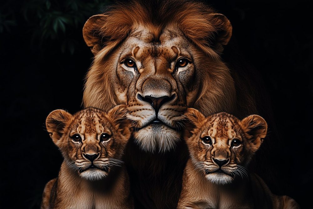 Koninklijke leeuwenfamilie behang