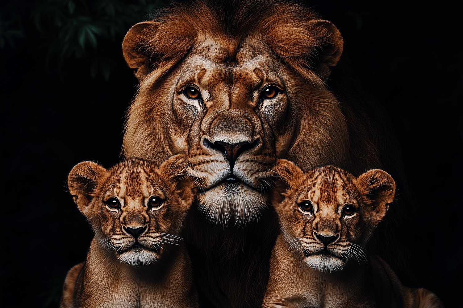 Koninklijke leeuwenfamilie behang