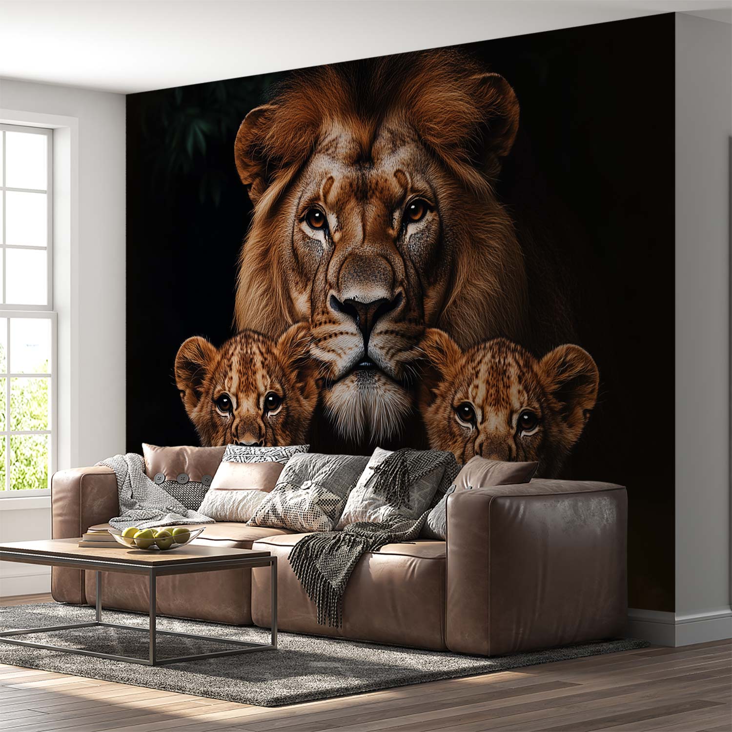Koninklijke leeuwenfamilie behang - Afbeelding 3