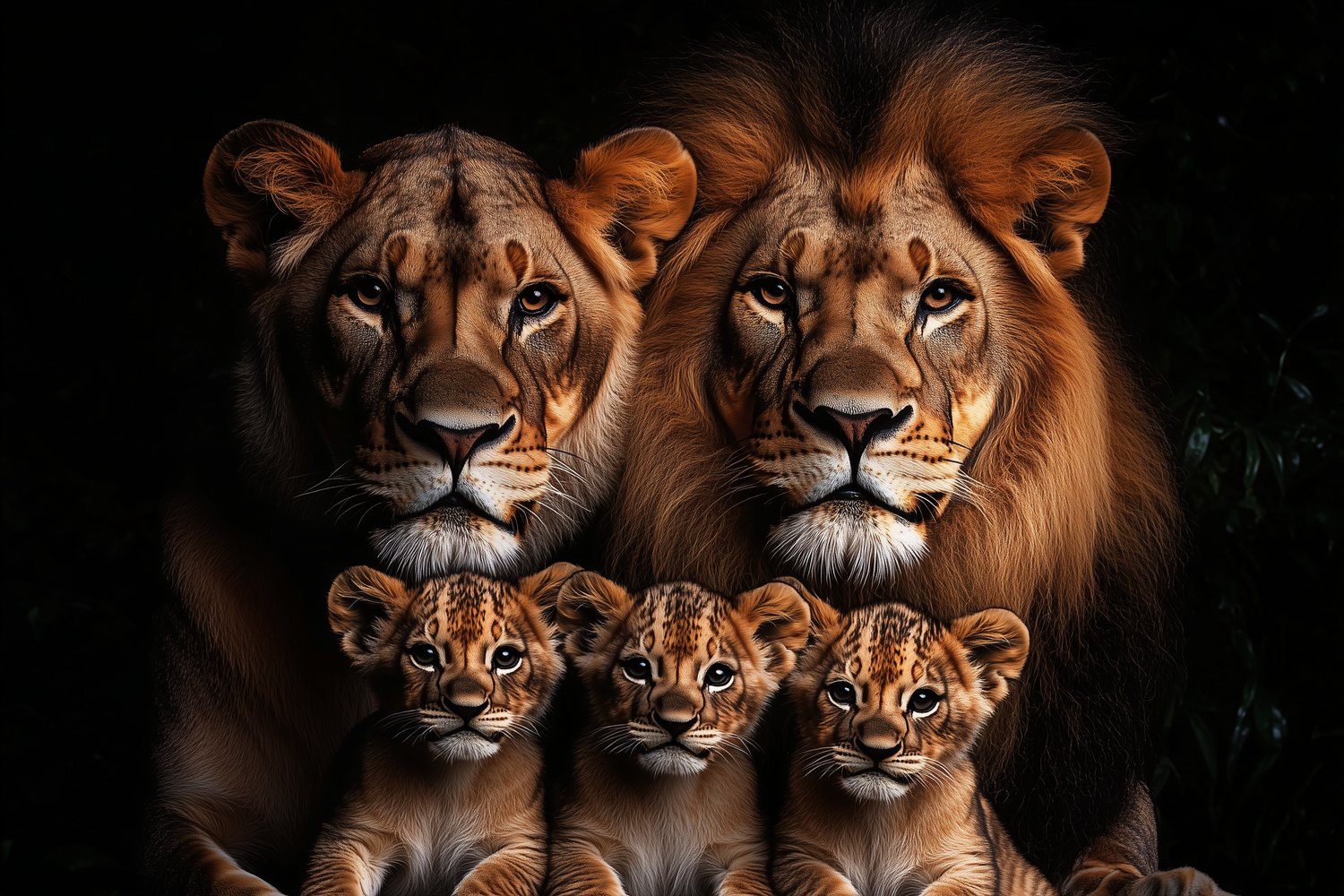 Lionenfamilie in harmonie behang
