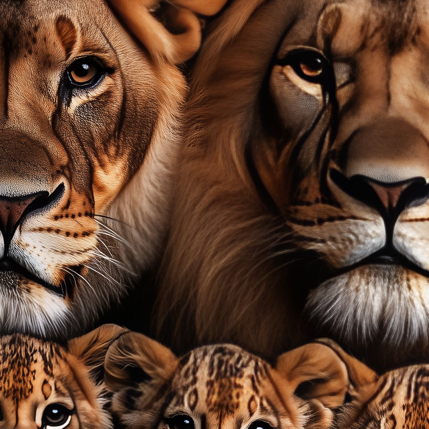 Lionenfamilie in harmonie behang - Afbeelding 5