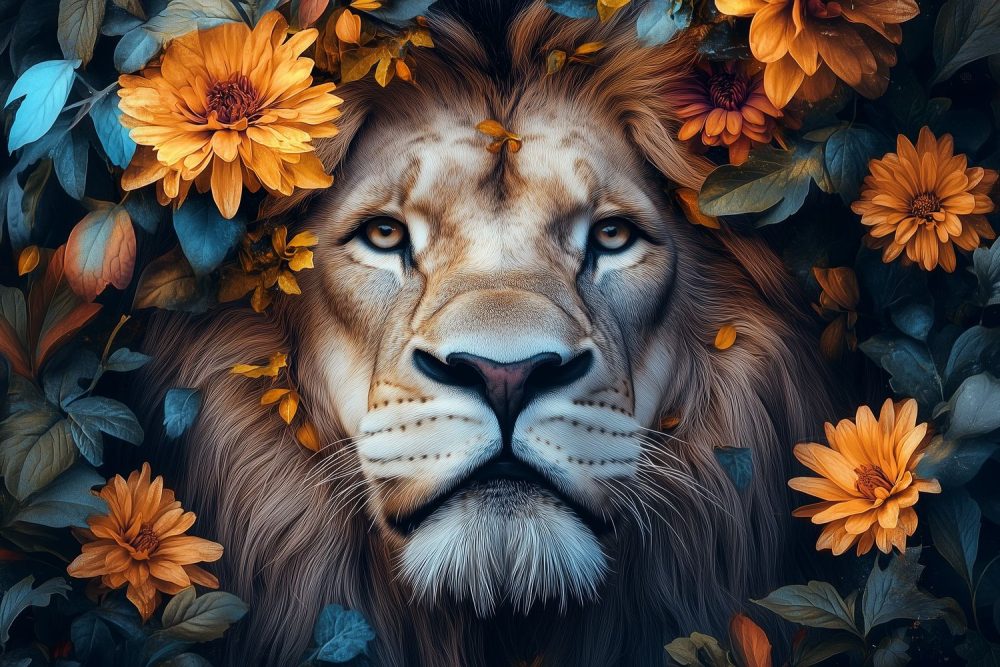 Majestueuze leeuwenbloemensymfonie behang