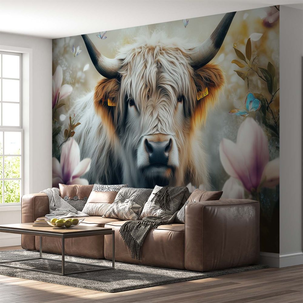 Alternative view of Blommige stier in rust behang