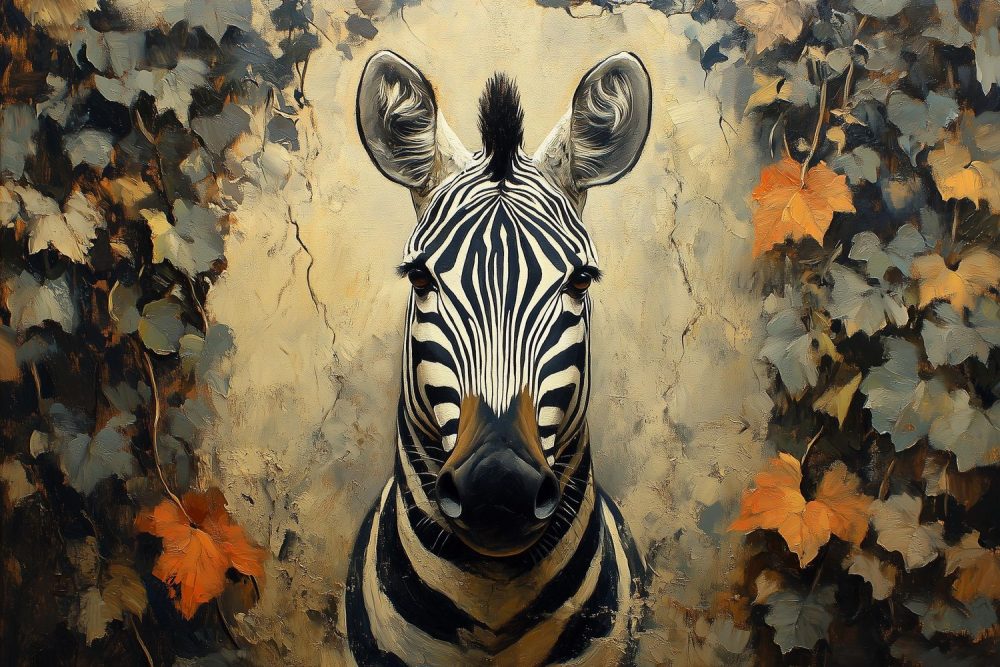 Impressionistische zebra schilderij behang