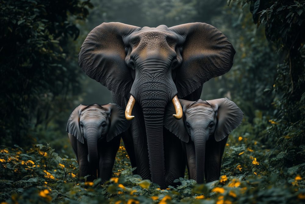 Majestueuze olifant in oerwoud behang