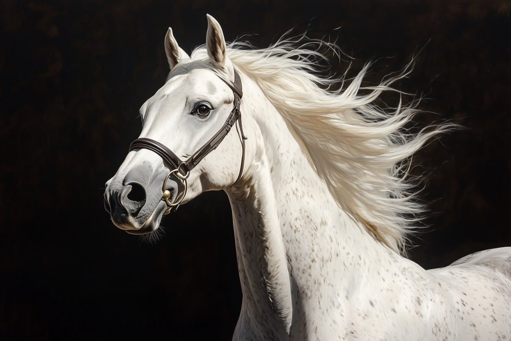 Witte paard in beweging behang
