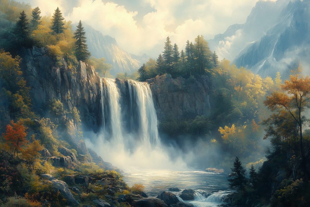 Machtige Waterval Natuurpracht behang