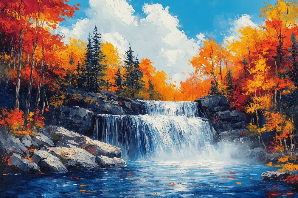 Tranquille Waterval Schildering behang