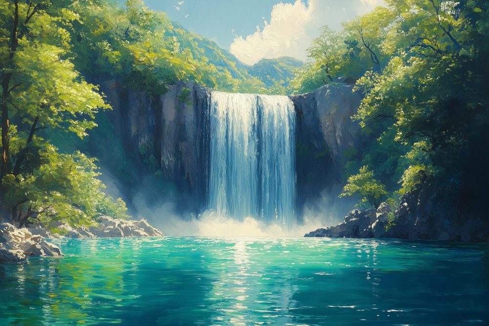 Vredig Waterval Landschap behang