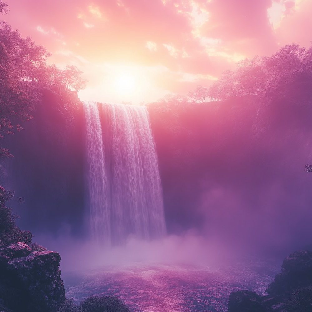 Betoverende Roze Waterval behang