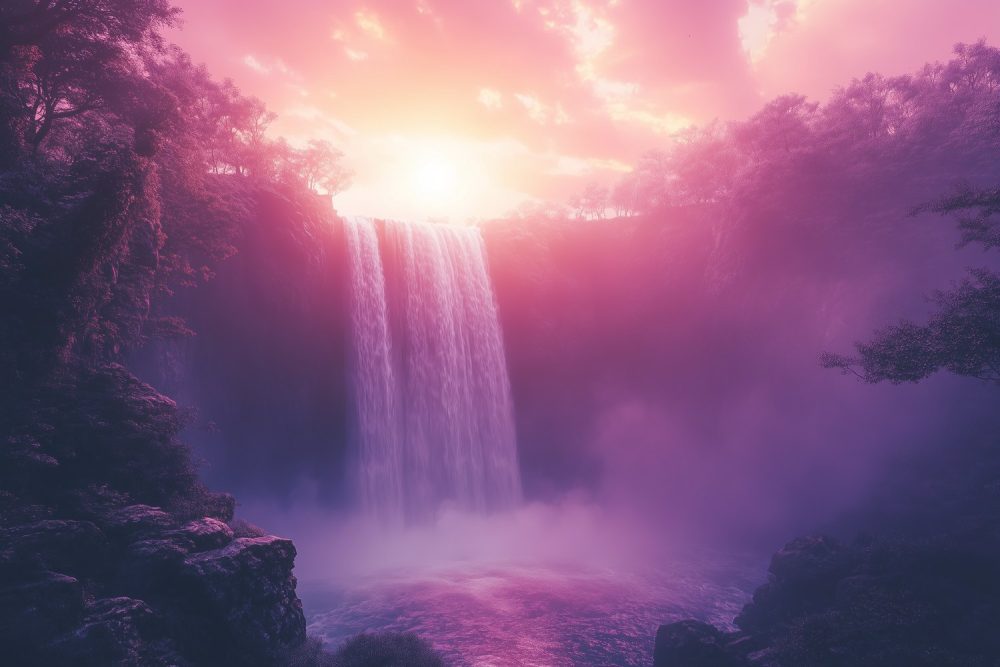 Betoverende Roze Waterval behang