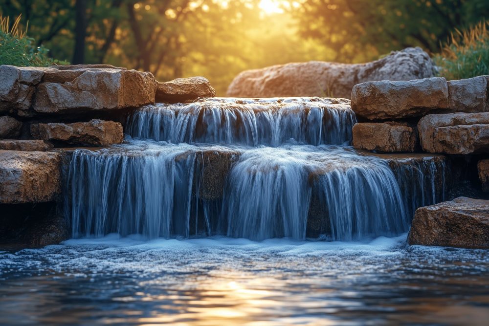 Rustige waterval in natuur behang