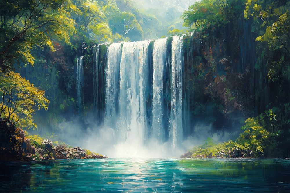 Tranquille Waterval Schildering behang