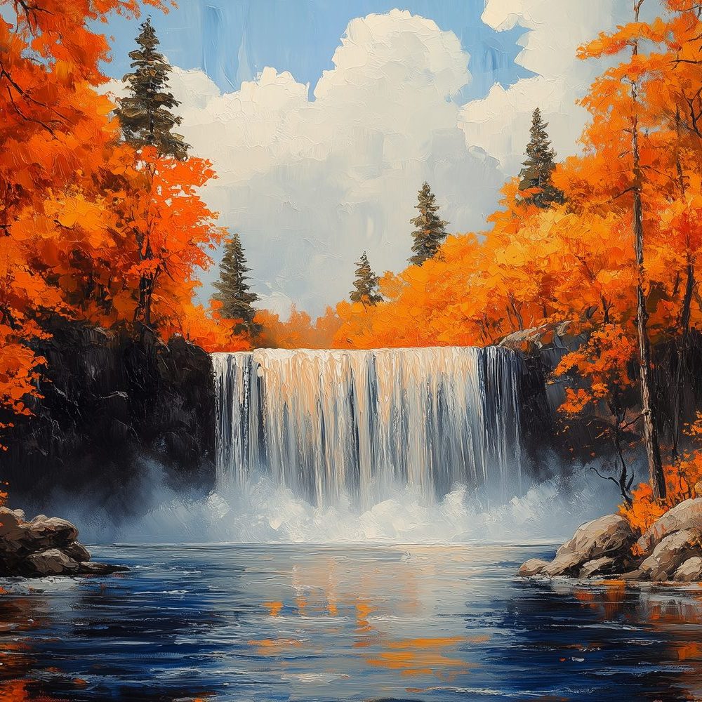 Betoverend waterval boslandschap behang