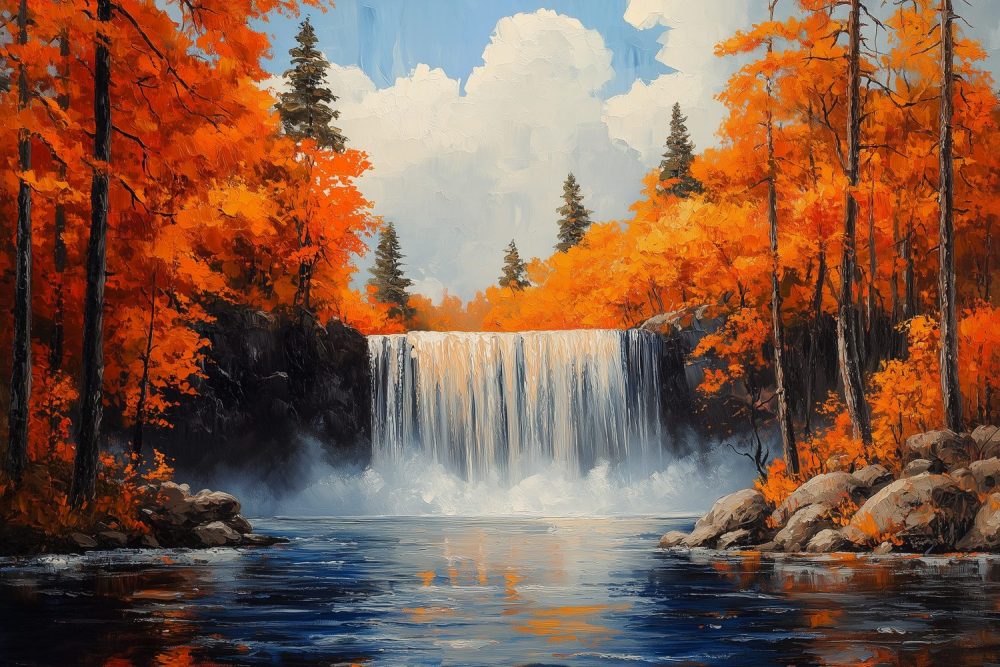 Betoverend waterval boslandschap behang