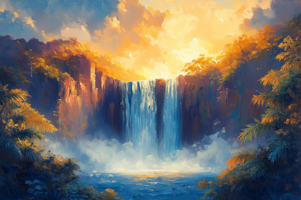 Levende Waterval Schildering behang