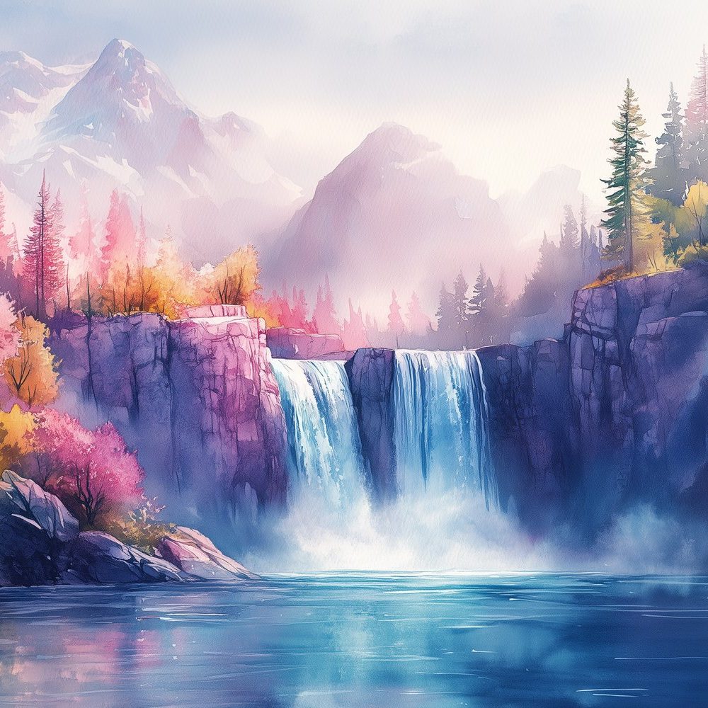 Betoverend waterval landschap behang