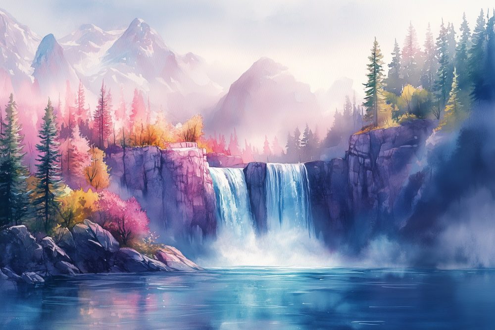 Betoverend waterval landschap behang