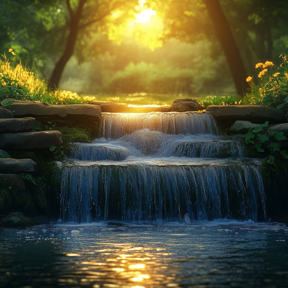 Betoverend waterval boslandschap behang