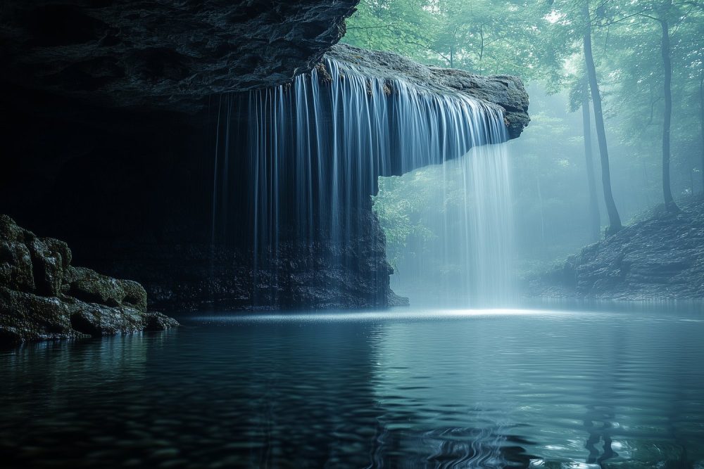 Betoverende grotwaterval behang