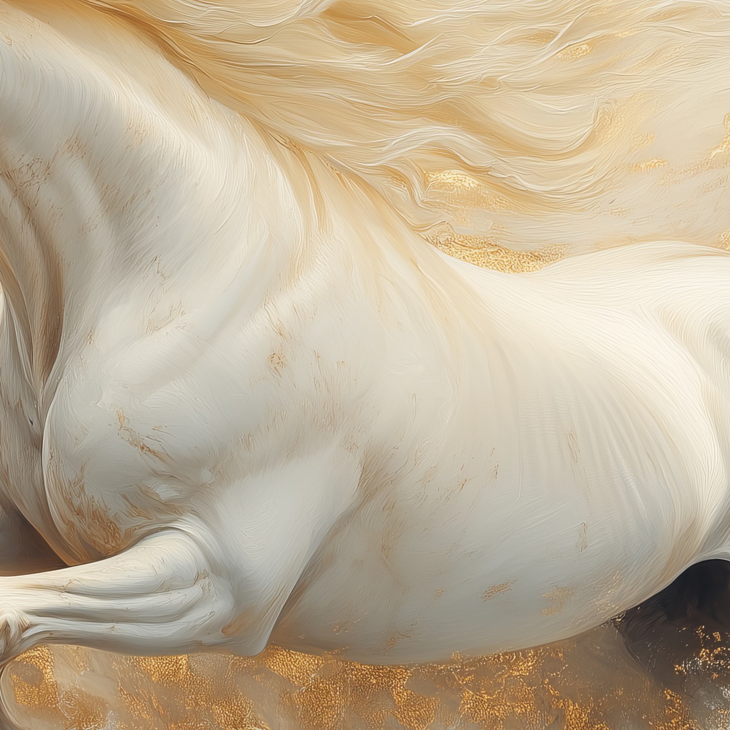 Witte Galopperende Waterpaard behang - Afbeelding 5