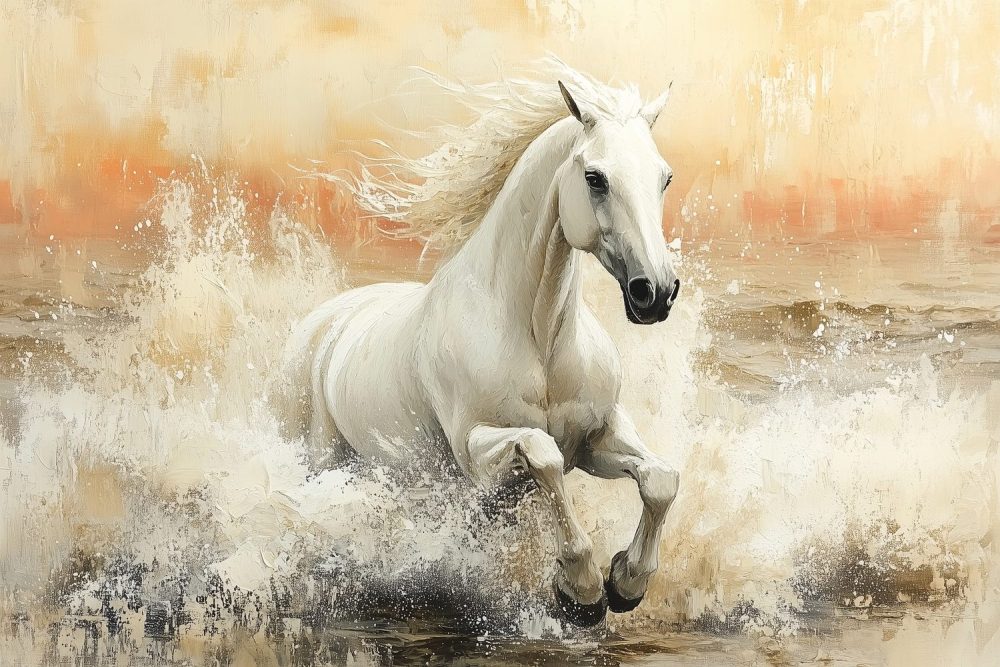 Wit Paard in Galop behang