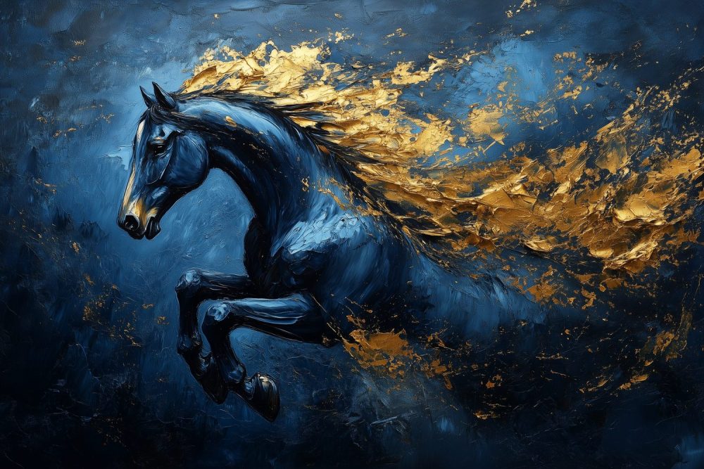 Gouden Galopperende Paardenkunst behang