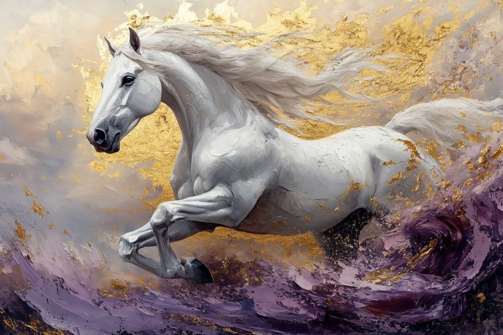Wit Paard in Beweging behang