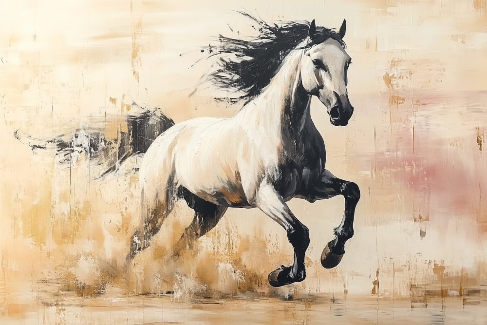Dynamische Zwart-Witte Paardensprong behang