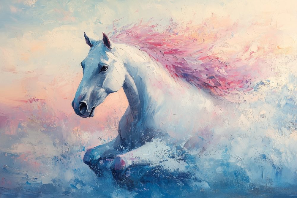 Wit Paard in Volle Galop behang