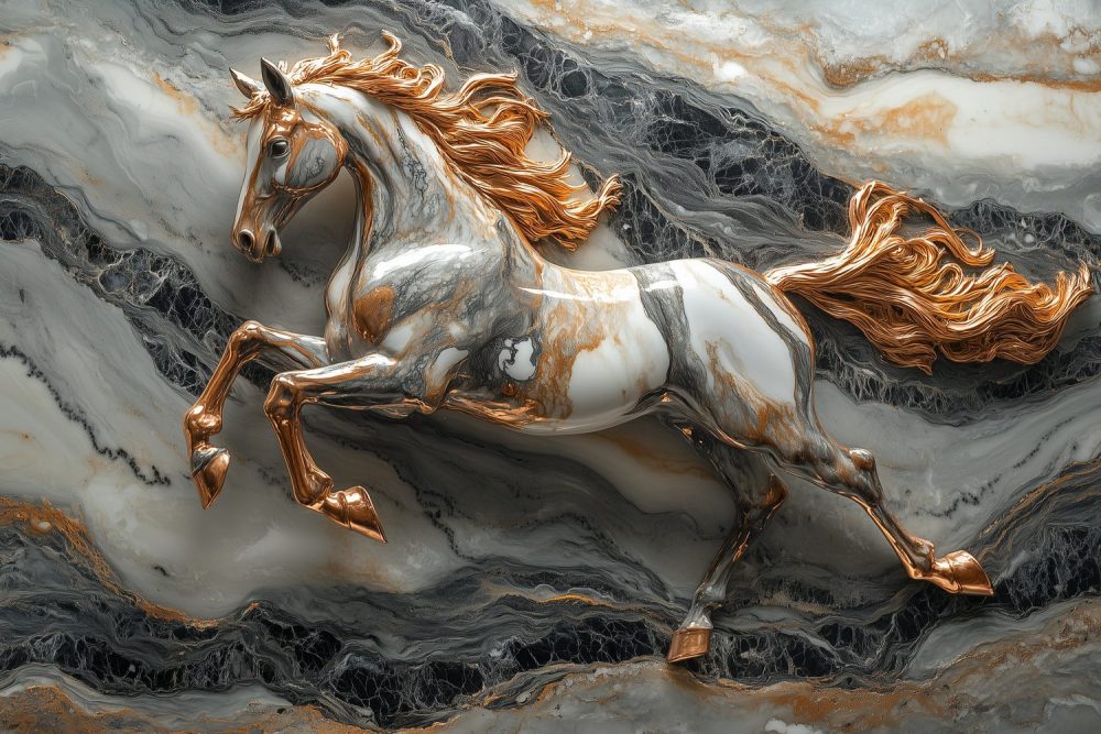 Gouden Paardensculptuur behang