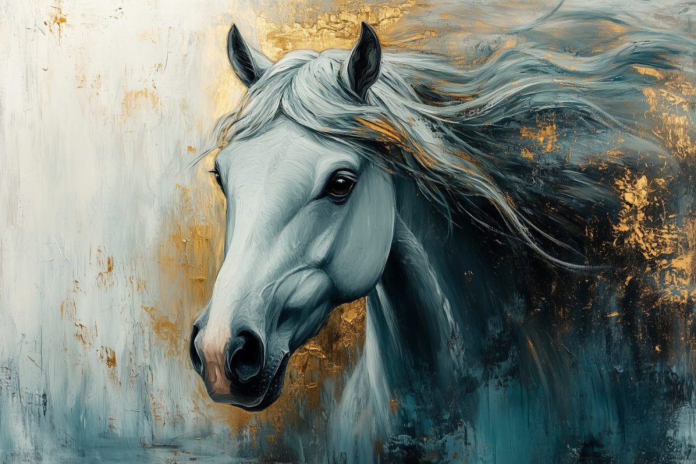 Majestueus Wit Paard Schilderij behang