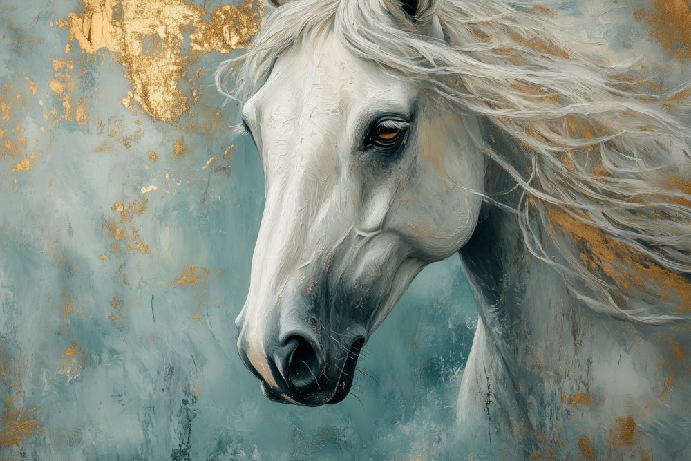 Majestueuze witte renpaard behang