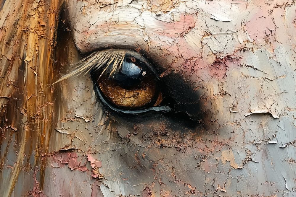 Realistisch paardenoog schilderij behang