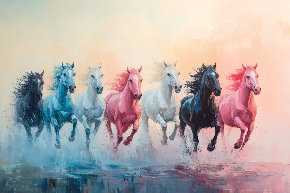 Vrolijk Galopperende Waterpaarden behang