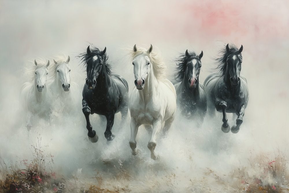 Mysterieuze galopperende paarden behang